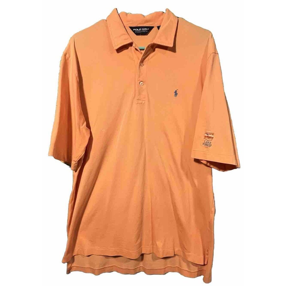 Polo Golf Ralph Lauren Men Large Short Sleeve Pima Cotton Solid Orange Shirt
